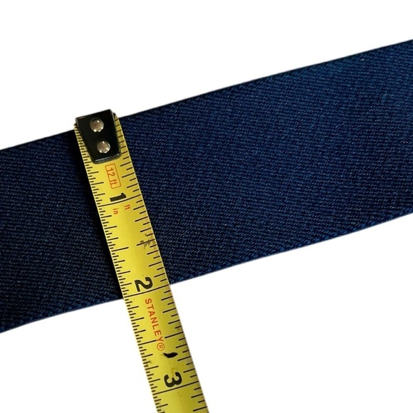 Vintage Daylor Navy Blue Gold Retro Stretch Belt 80s Disco Art Deco Glam main image 5